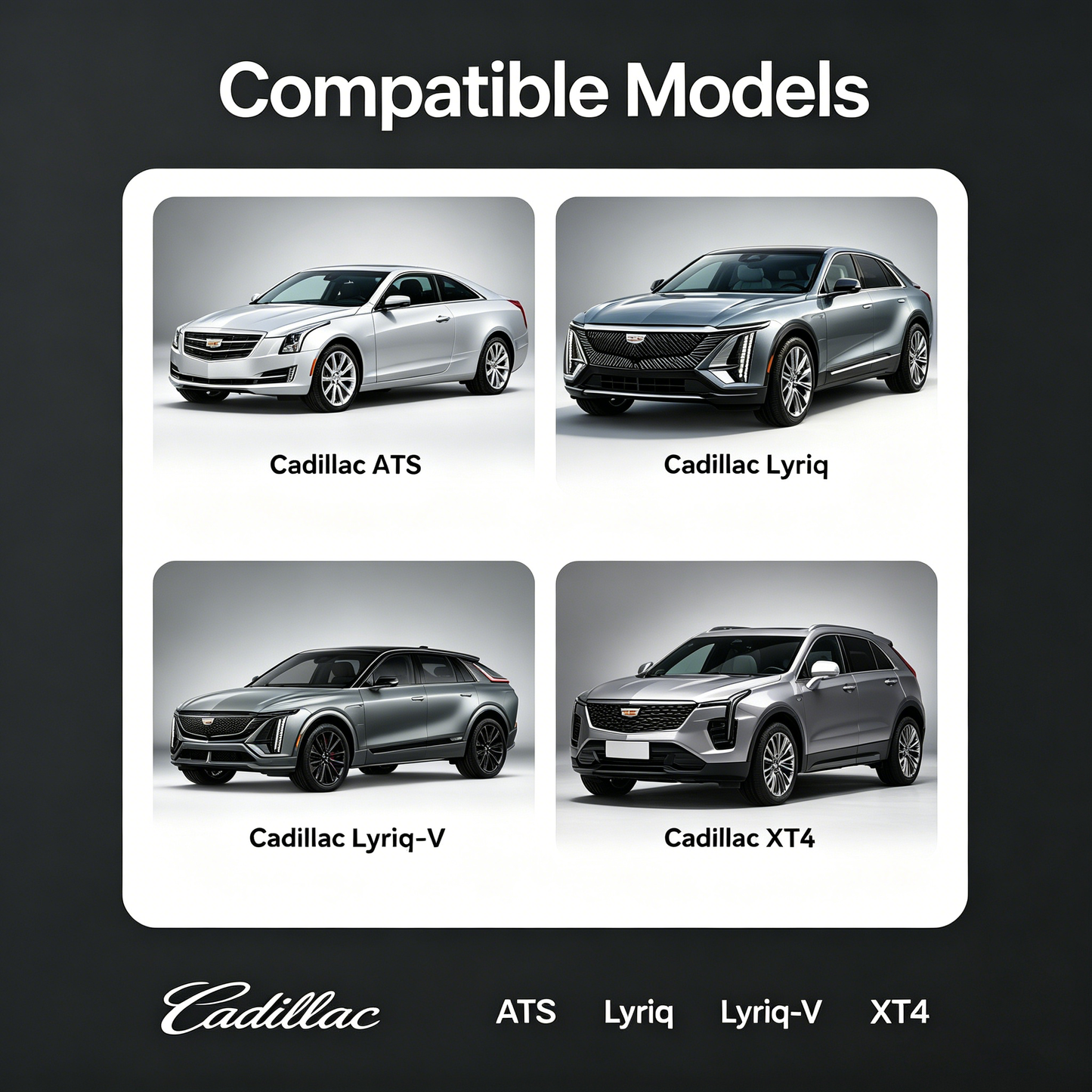 4K Dash Cam for Cadillac, WiFi, App, Loop Recording, G-Sensor,  24H Parking Mode